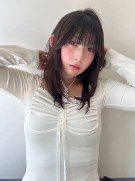 モト 船橋(moto) 無造作セミロング/ロングレイヤー/チェリーブラウン/韓国/船橋