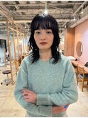 三軒茶屋ベージュオレンジショートボブウルフレイヤー髪質改善