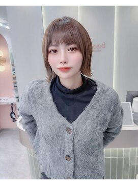 ロンドリゼル 札幌(Lond RiseL) オリーブグレー/前髪/ボブ/マロンベージュ/レイヤーカット/小顔