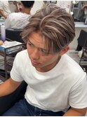 フェザーショートアップバングセンターパートメンズハイライト