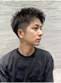 最強黒髪爽やかツーブロックショートアップバング刈り上げ理容室