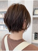 福山市美容室Caary ブラウンベージュ・ナチュラルショートボブ