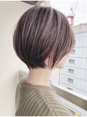 美髪シアーカラーショートカット切りっぱなしボブ髪質改善