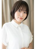 小顔補正カット前下がり黒髪丸みボブショートY戸田公園30代40代