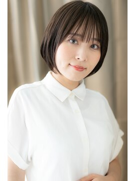カバーヘア ブリス 戸田公園西口店(COVER HAIR bliss) 小顔補正カット前下がり黒髪丸みボブショートY戸田公園30代40代