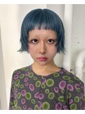 ケアブリーチハイトーンブルーカラーボブ