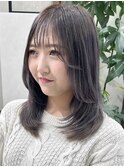 顔周りレイヤーカット韓国風アディクシーカラーグレージュ堺東