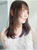 くびれミディアムレイヤー/顔まわりレイヤー/美髪レイヤーカット