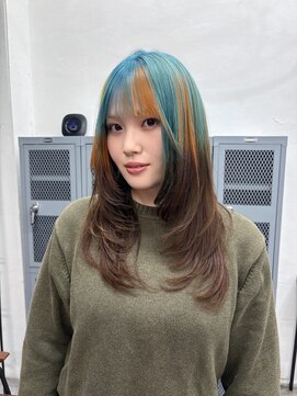 ターコイズブルー/オレンジ/エンドカラー