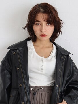 【Sourire江坂】バーガンディカラー×ウェーブヘア