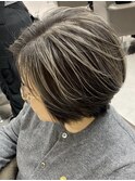 銀座白髪ぼかしハイライトバレイヤージュブリーチグレージュ白髪
