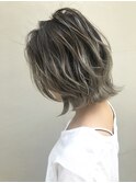 バレイヤージュアッシュグレーベージュことりベージュハイライト