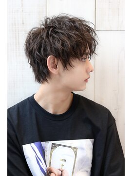 ネイビー(NAVY) スパイラルコンマバング ソフトツイストパーマ センターパート