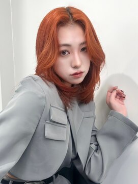 ベレーザ 渋谷(BELEZA) 11030アプリコットオレンジ韓国風巻きくすみベージュロング