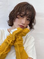 ガーデンヨコハマ(GARDEN YOKOHAMA)&nbsp;ココアベージュ小顔パーマボブ波巻き伸ばしかけミディアム