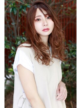 ラフィス ヘアー エイル 京橋店(La fith hair ail) 【La fith】 オレンジベージュ×セミロングスタイル