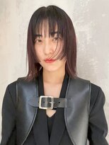 アイティーバイアルバム 藤沢店(IT by ALBUM) ワインレッドボブ_斜めバンググレージュカラー_ba454151