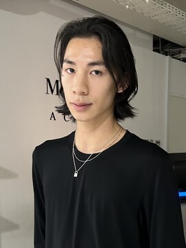 メゾンアクア 表参道(Maison ACQUA) =メンズボブ/ダークアッシュ/ニュアンスパーマ／メンズウルフ