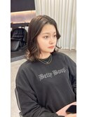 かき上げ前髪韓国風へアくびれヘアアッシュブラック