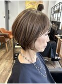 40代50代60代/脱白髪染め白髪ぼかしハイライト/くびれショート