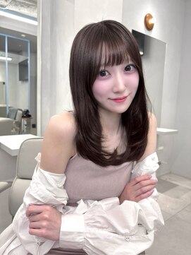 プリアバイポプルス 渋谷(pria by popls) ミディアムレイヤーハッシュカット顔周りレイヤーカット韓国ヘア