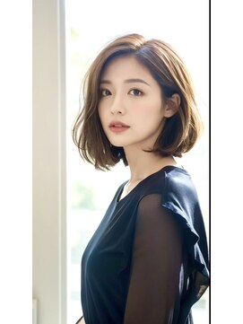 大人可愛い柔らか質感のナチュラルボブ