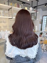 カシュカシュ 表参道(cache cache)&nbsp;ブリーチなしダブルカラー透明感カラーチョコレートピンクカラー
