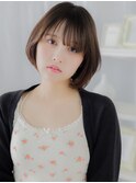 斜めバングダークグレー丸みショートボブc7越谷20代30代40代
