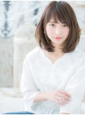 斜めバング黒髪ダークアッシュ小顔ロングボブg上尾20代30代40代!