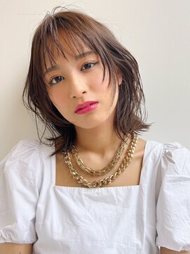 ピークアブー 銀座並木通り(PEEK-A-BOO) 【顔まわりデザインカット】抜け感ミディ