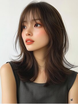レヴ 草加店(LEV.) ふんわりミディアム前髪 アンブレラカラー  イメチェン