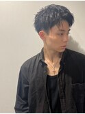 ブルーブラックスパイキーショート韓国マッシュスペインカール3