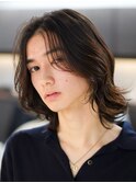 メンズミディアム　メンズボブ　毛流れスパイラル