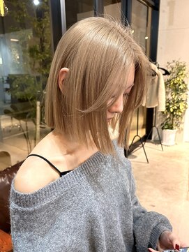 チル 福井駅前店(Chill) 福井ハイトーンブリーチブロンドベージュ韓国ボブ顔周り学生艶髪