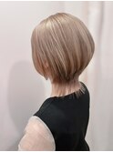 ショートボブミニウルフチェリーブラウンミディアム40代