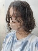 グレージュウェーブカラー☆20代30代40代ミディヘア