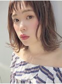 【mute原宿】オン眉外ハネミディアム×パールベージュ
