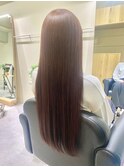 イメチェンロングストレート大人可愛いチェリーブラウン