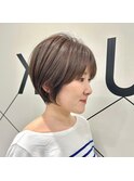 ショートボブマッシショート/前髪/イメチェン/グレージュカラー