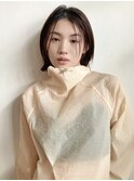 切りっぱなしボブ ぱっつんミディアム 活性ケラチン