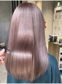 調布ダブルカラーピンクベージュペールカラーロングレイヤー