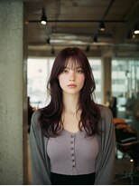 ノラ シブヤ(NORA)&nbsp;r15ハッシュカットミディアムレイヤーワインレッドロングウルフ