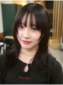顔周りレイヤーカットくびれヘアミルクティーベージュカラー韓国