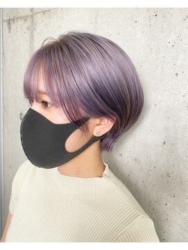 ガルボ ヘアー(garbo hair) #ショートヘア#パープルカラー#ケアブリーチ#下村スタイル