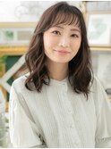 くせ毛風エアリーミディ小顔オン眉斜めバングa戸頭20代30代40代