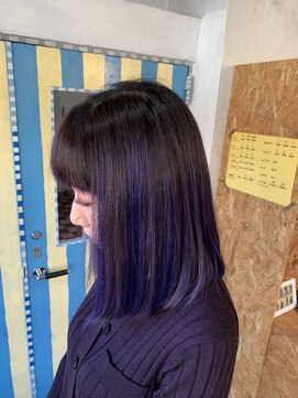 バルテイン(Hair Valtein) ラベンダーブラウンハイライトブルーパープルボブ
