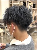 黒髪/グレーベージュ/レイヤーロング/前髪パーマ /中村郁未