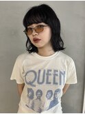 ミディアムスタイル_黒髪スタイル_ワイドバング