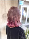 ピンクミルクティーベージュ×ビビッドピンクのグラデーション