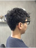 ダークアッシュ/アッシュブラック/カルマパーマ/ベリーショート